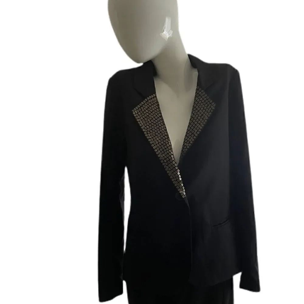 Fossil Gold Sequin Lapel Black Blazer
